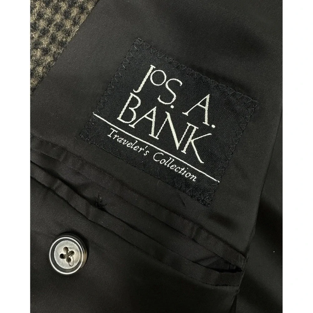 Jos. A. Bank Blazer 100% Camel Hair Mens 40R Brown Black Houndstooth Sports Coat